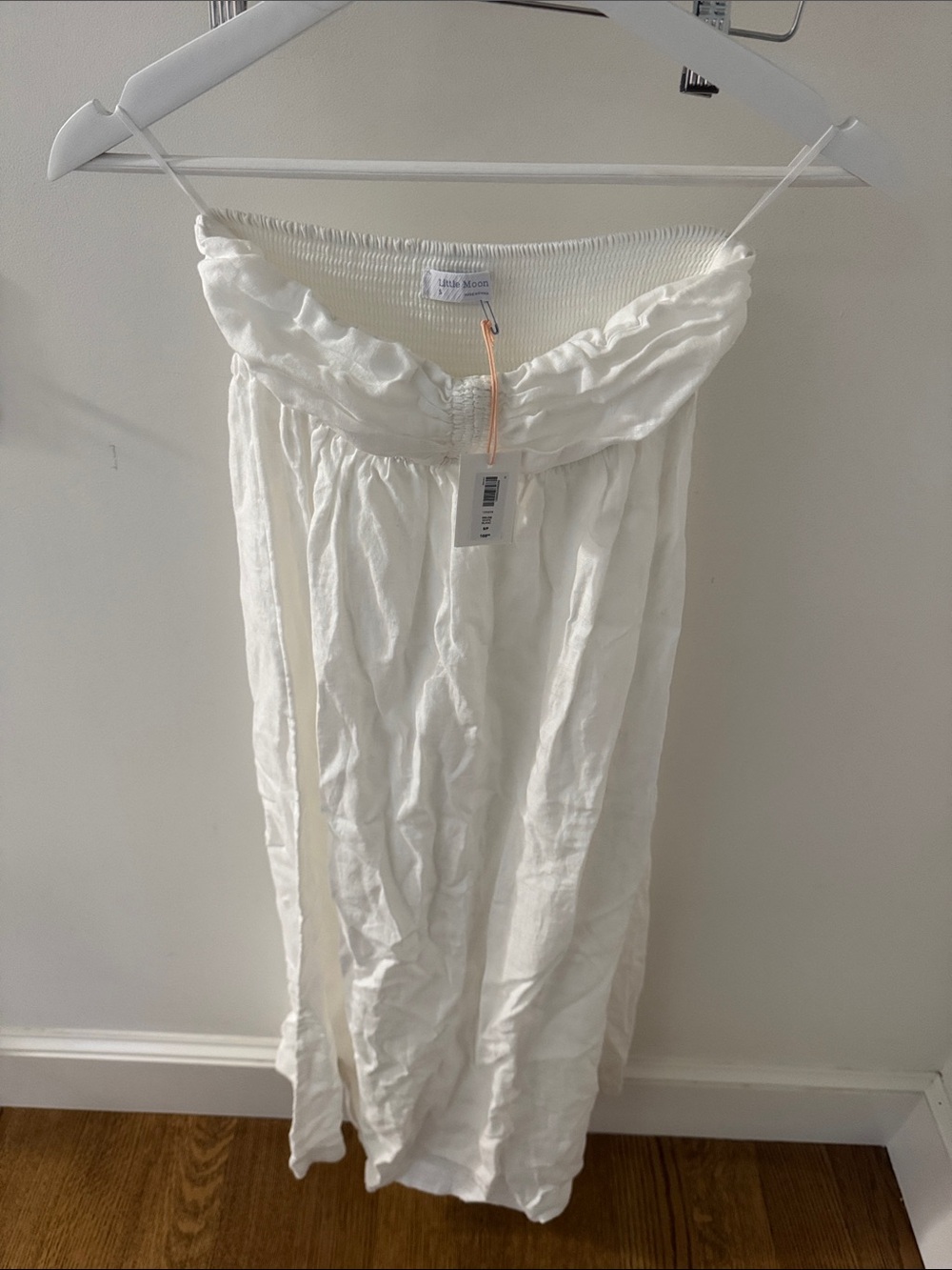 White linen Strapless maxi dress - little moon